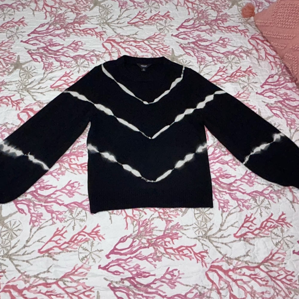 Vera Wang Black Tie-Dye Knit Sweater